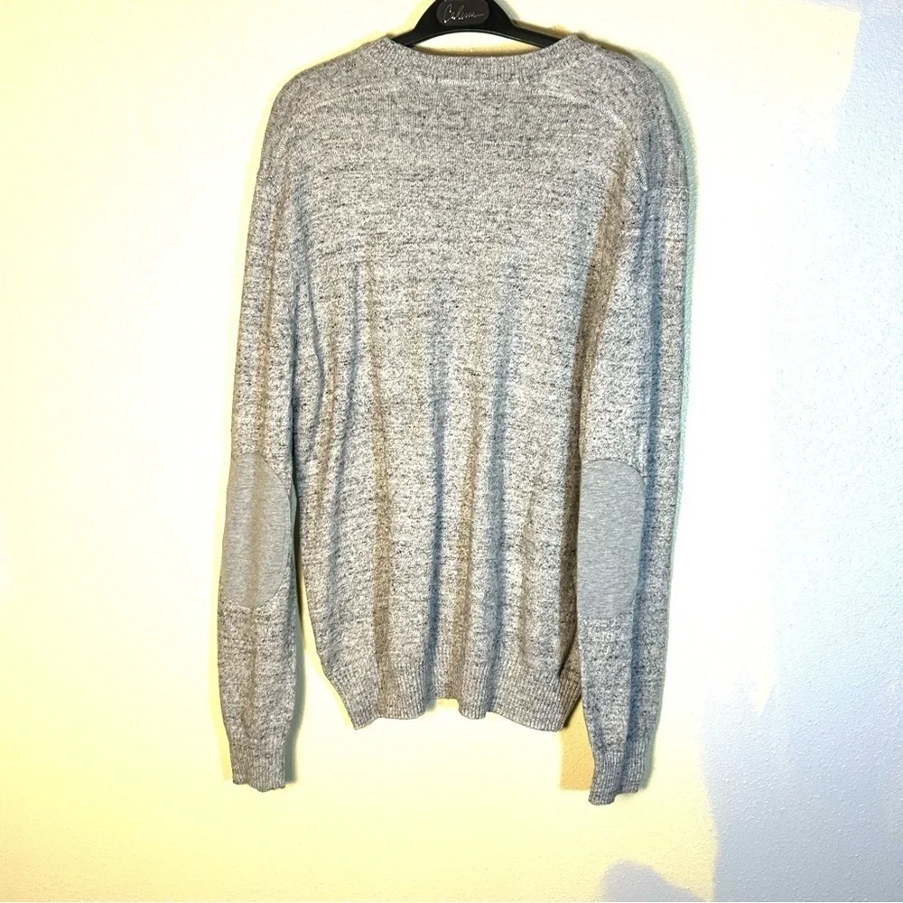 Gap Gray Cotton Elbow Patches Preppy Classic Thick Henley Sweater Marled Size L